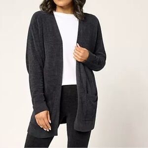 Women's Barefoot Dreams CozyChic Lite Open Front Cardigan size large, black EUC